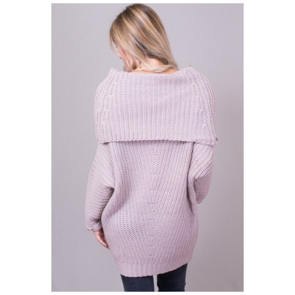 Chunky Fold-over Off Shoulder Knit Sweater Tunic - Picture 8 of 8